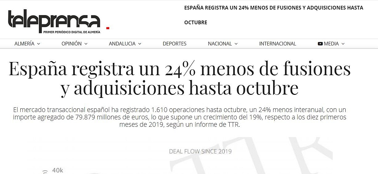 Espaa registra un 24% menos de fusiones y adquisiciones hasta octubre
